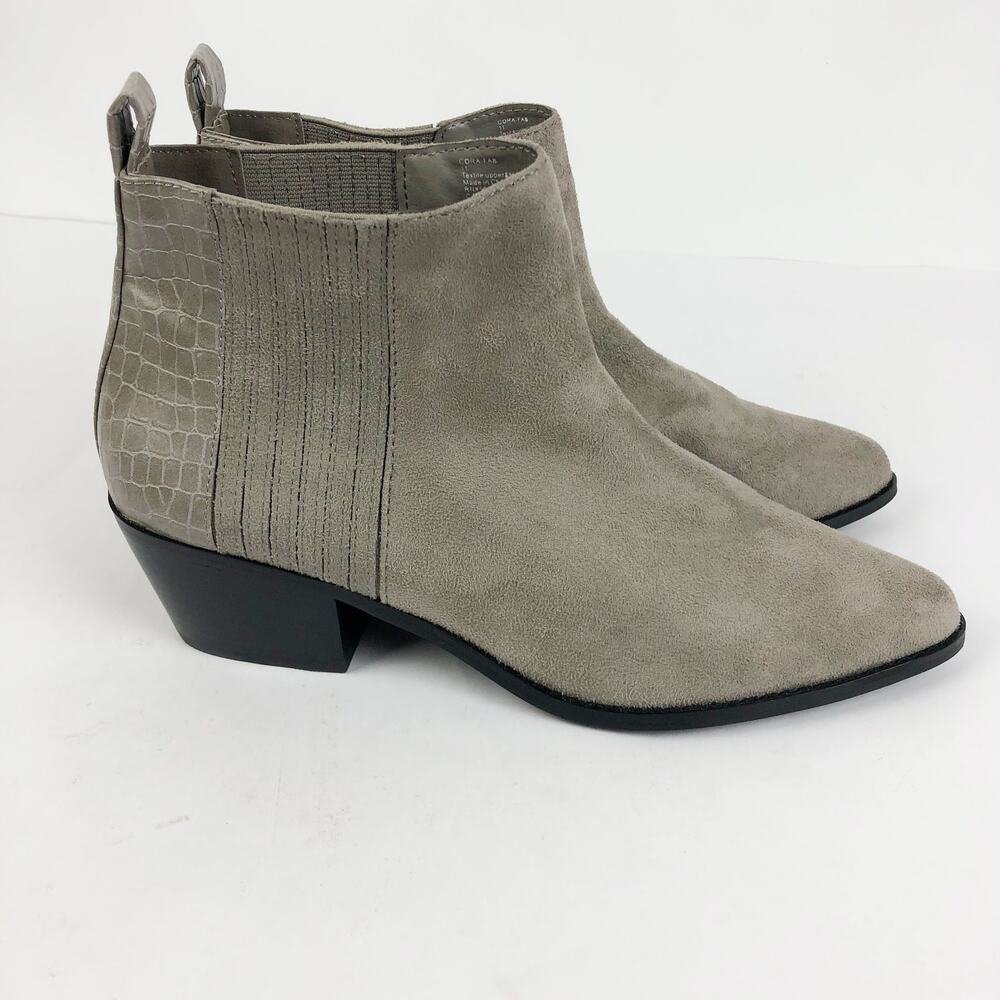 Abound Womens Cora Croc Embossed Bootie 11M Gray Faux Suede Pointed Toe NWOB